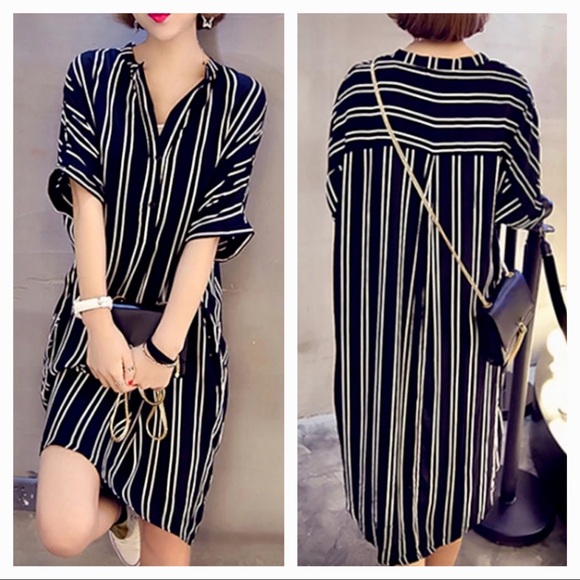 Dresses | The Addison Black And White Striped Shirt Dress | Poshmark